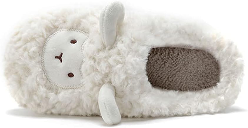 JadeRich Women's Cute Animal Slippers Winter Warm Fuzzy Plush House Slipper Cartoon Sheep Indoor Shoes