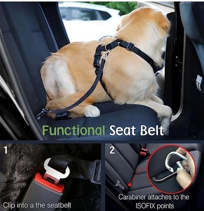 Dog Seat Belt, Safety Vest Dog Car Harness with Adjustable Buckle Dog Seat Belt for Vehicle Nylon Pet Safety Seat Belts Heavy Duty(XL, Black)