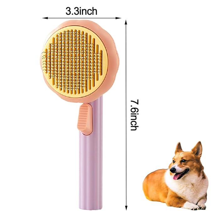 iZiv Cat Brush with Release Button, Pet Grooming Brushes for Indoor Cats Shedding, Purple Self Cleaning Hairbrush for Long or Short Haired Cats, Kitten Cats Dogs Rabbits Massage Removes Loose Fur