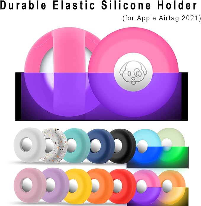 Airtag Holder for Dog Collar, Cibaabo Silicone Air Tag Case Cover Compatible with Apple Airtags for 0.8-1.2inch Cat Pet Collar Harness Loop