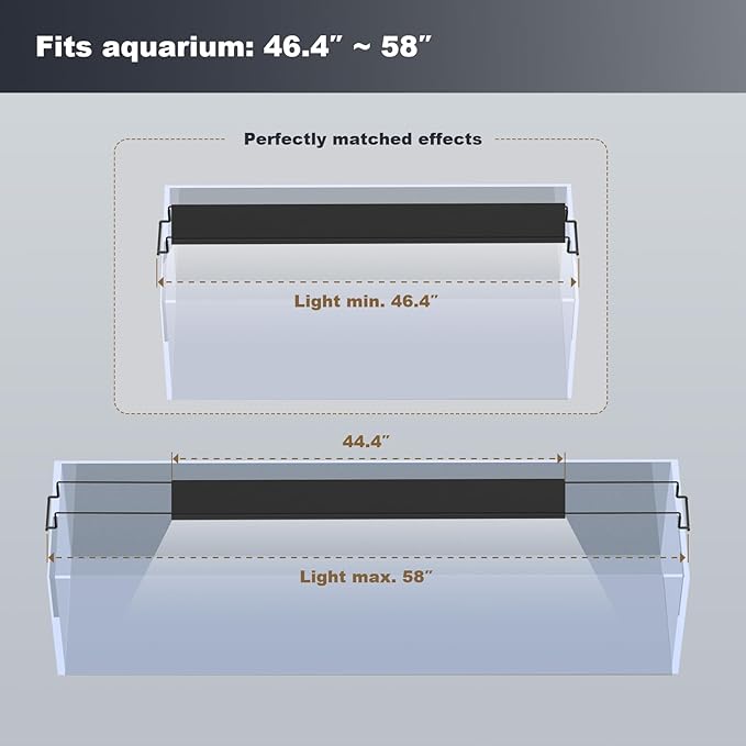 GLOWRIUM Aquarium Light, LED Freshwater Fish Tank Light with Timer, Full Spectrum Planted Aquarium Grow Lights with Daylight/Moonlight Mode, Brightness Adjustable, Auto On/Off (48-58 in)