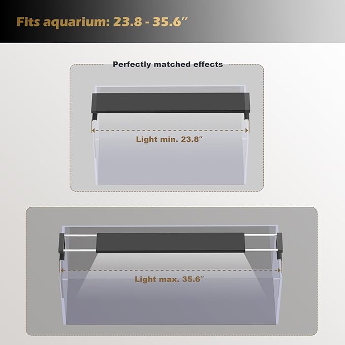 GLOWRIUM Saltwater Aquarium Light, Smart Reef Coral Fish Tank Light with Bluetooth + WiFi Dual Control App, DIY Spectrum, Brightness Adjustable, Anti-Drop, Real Time Water Temperature Sensor(24-30 in)