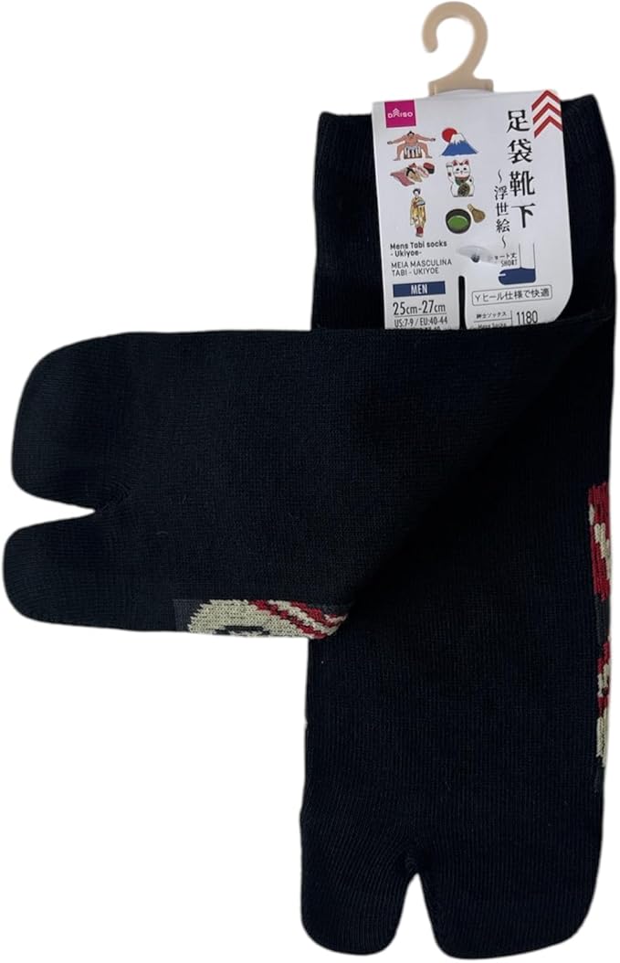 Japan Style Tabi Socks for Split Toe, Comfortable Tabi Toe Socks for Unisex Mt. Fuji, Lucky Cat, Sushi, Sumo, Ukiyoe, Hokusai