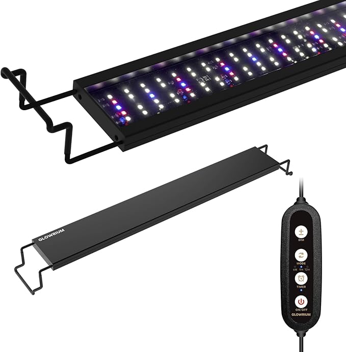 GLOWRIUM Aquarium Light, LED Freshwater Fish Tank Light with Timer, Full Spectrum Planted Aquarium Grow Lights with Daylight/Moonlight Mode, Brightness Adjustable, Auto On/Off (30-35 in)