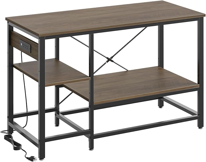 55 Gallon Fish Tank Stand with Charging Station, 49.2x13.8 Metal Aquarium Stand with 3-Tiers Adjustable Storage Shelves, 6-Legs Reptile Terrarium Stand, 700 LBs