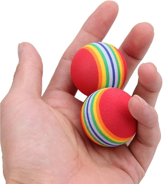 12 Pack Rainbow Cat Toy Balls Soft EVA Foam Interactive Indoor Kittens Favorite Toys 1.38" Dia. Small Dogs Puppies Toy Balls Bulk Activity Chase Quiet Play Sponge Ball
