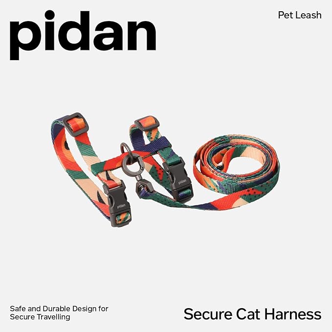 pidan Cat Harness and Leash Set, Cats Escape Proof - Adjustable Kitten Harness for Large Small Cats, Lightweight Soft Walking Travel Petsafe Harness((Multicolor-M Size)
