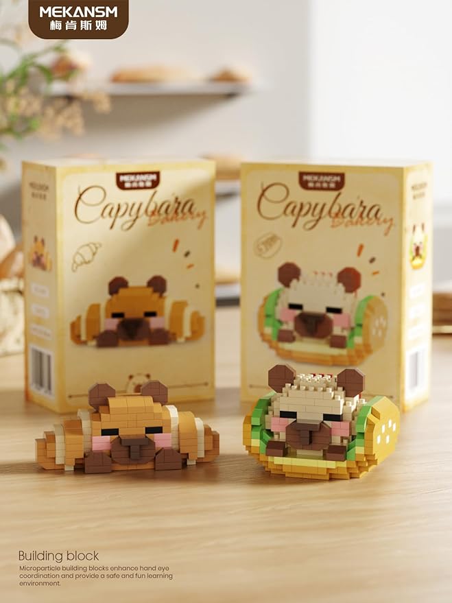 Gold Medal Baking Cute Capybara Baking Bread Series Mini Building Toy Kawaii Animals Set Micro Adorable Pet Buildings Small Bricks Gifts Toys