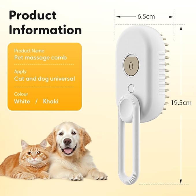 3-In-1 Rechargeable Steamy Cat Brush, Deep Cleaning & Hair Removal System with Rotating Handle, 360° Massage for Cats & Dogs (Mix)