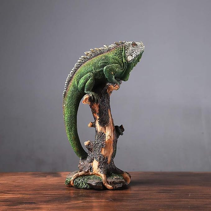 14 Inch Lizard Statue Resin Sculpture Decor Figurines for Home Decor Accents, Living Room Bedroom Office Decoration - Animal Sculptures Collection for Lizard Lovers