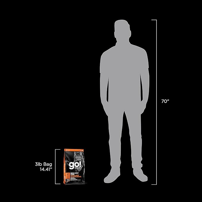 Go! Solutions Skin + Coat Care, Grain-Free Dry Cat Food, Salmon Recipe, 3 lb Bag