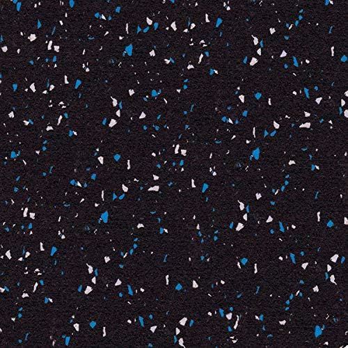 American Floor Mats 1/4in (7mm) Thick 10% Blue/Grey 4' x 17' Heavy Duty Rubber Rolls, Protective Exercise Mats, Home Gym Rubber Flooring