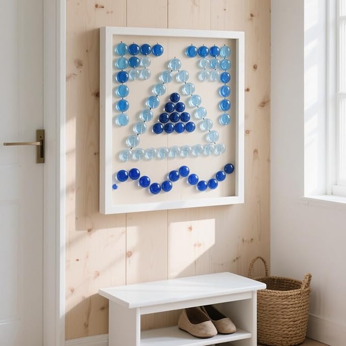 2.16LB Glass Beads Vase Filler Aquarium Gravel Decor Flat Glass Marbles Gems Pebbles Fish Tank Rocks Home Decorative Art Craft - Light Blue