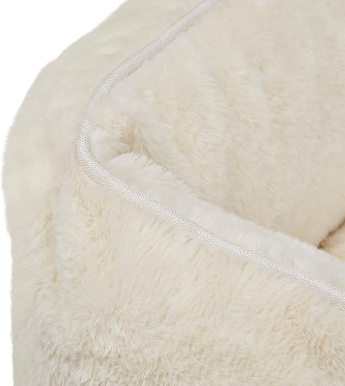 FUZI Luxury Aesthetic Dog Bed for Medium Dogs with Washable Cover, Pet Couch, Pet Bed with Sides, Non-Slip Bottom, Soft and Durable Calming Dog Bed, Faux Rabbit Fur, Medium 31.75x23.6x9.5 Soft White