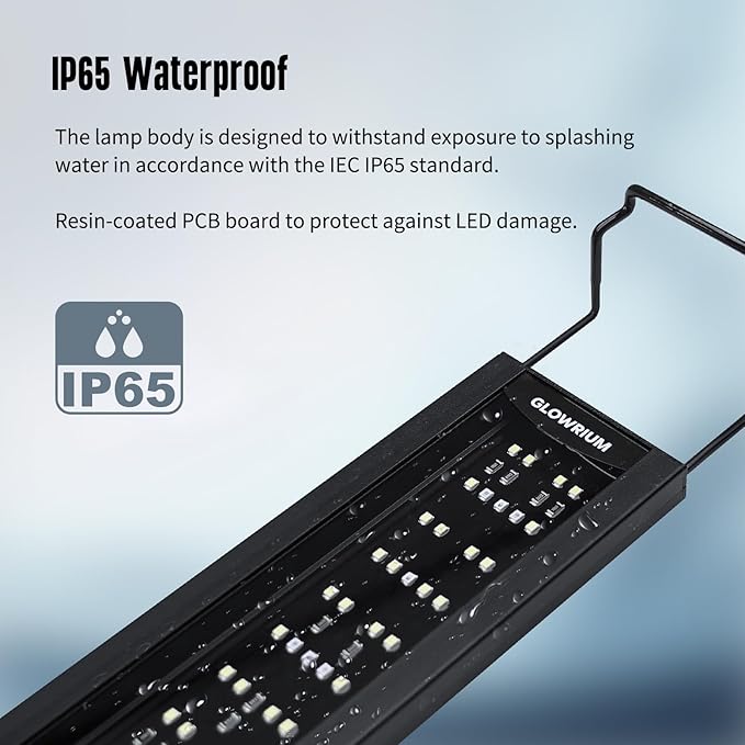 GLOWRIUM Aquarium Light, LED Freshwater Fish Tank Light with Timer, Full Spectrum Planted Aquarium Grow Lights with Daylight/Moonlight Mode, Brightness Adjustable, Auto On/Off (24-29 in)