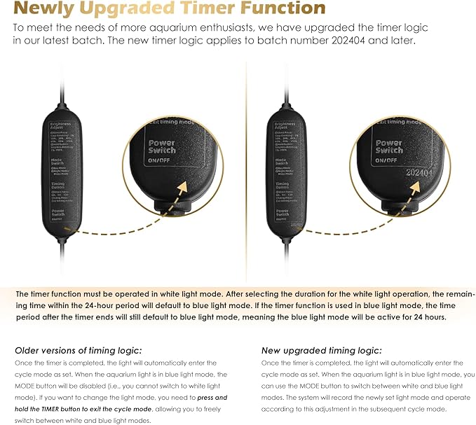 GLOWRIUM Aquarium Light, LED Full Spectrum Freshwater Fish Tank, infinitely dimmable, Fish Tank Light with auto-on/Off Timer (36-41 in)