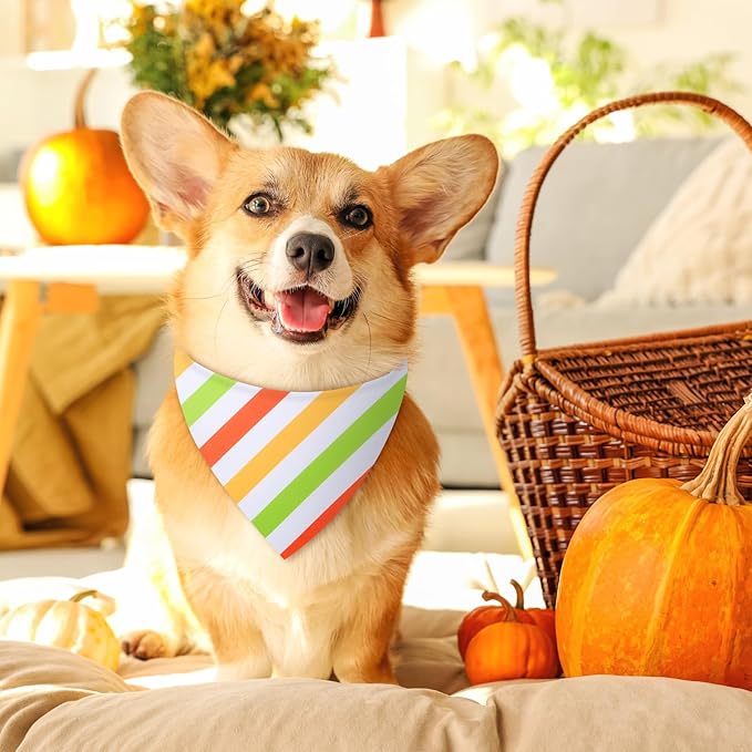 48 Pieces Fall Dog Bandanas Bulk Colorful Autumn Bandanas for Dogs with Polka Dot Stripe Wave Patterns for Pets Doggies Fall Autumn Thanksgiving Party Costume Accessories