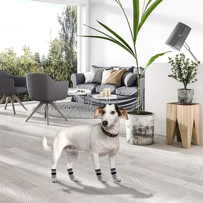 EXPAWLORER Anti Slip Dog Socks to Prevent Licking Paws, Dog Shoes for Hot Pavement, Dog Booties for Small Medium Large Senior Dogs, Traction Control Boots & Paw Protectors for Hardwood Floors