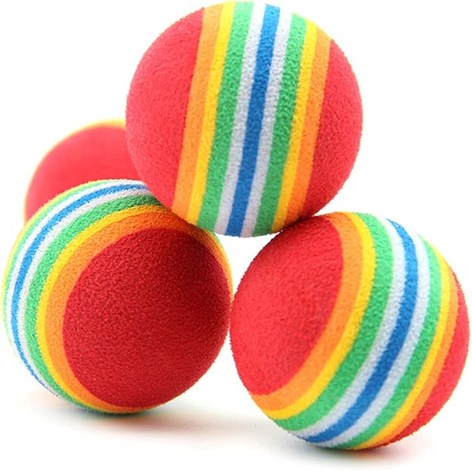 12 Pack Rainbow Cat Toy Balls Soft EVA Foam Interactive Indoor Kittens Favorite Toys 1.38" Dia. Small Dogs Puppies Toy Balls Bulk Activity Chase Quiet Play Sponge Ball