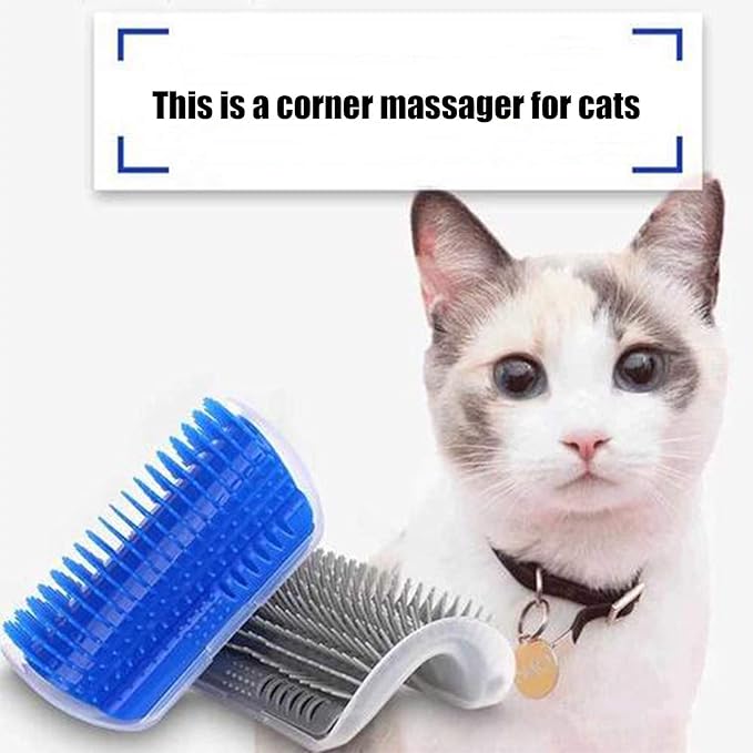 JAKI Cat Self Groomer Brushes 4 Pack Wall Corner Self Message, Interactive Cat Toy with Face Scratcher Comb, Pet Grooming Brush Tool for Indoor Cats Long Short Fur Kitten Puppy