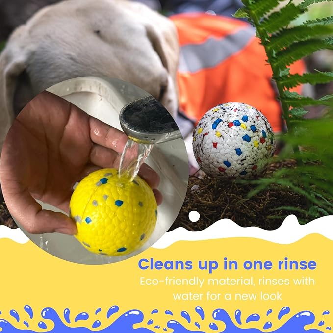 Durable Interactive Dog Toys for Aggressive Chewers,Puppy Teething Toys,Floating Fetch Balls,Bouncing Chew Balls,Tennis Balls for Dogs (2 Balls)