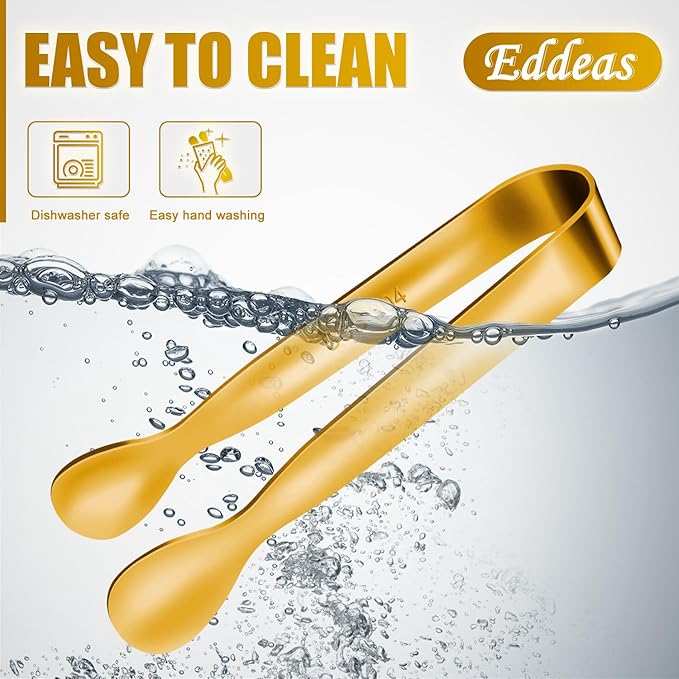 12 PCS Small Serving Tongs, 4.3" Mini Gold Tongs, Gold Kitchen Tongs for Serving Food, Coffee Bar, Tea Party, Desserts Party and Ice Bucket