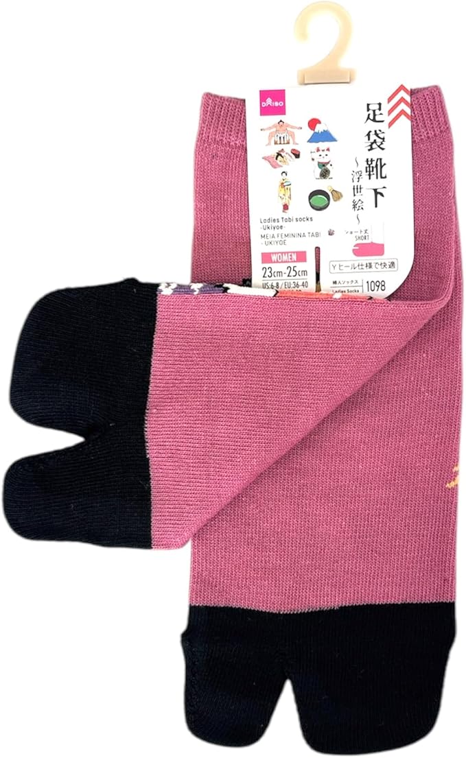 Japan Style Tabi Socks for Split Toe, Comfortable Tabi Toe Socks for Unisex Mt. Fuji, Lucky Cat, Sushi, Sumo, Ukiyoe, Hokusai