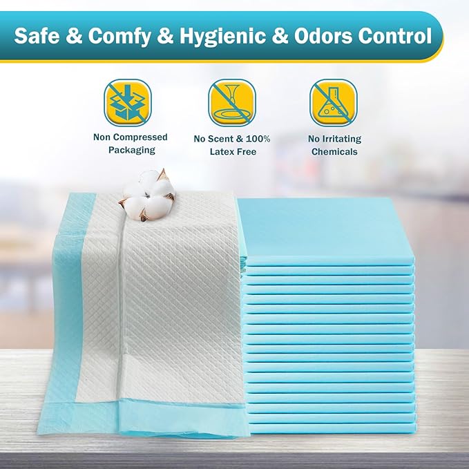 100 Count Bed Pads 30"x36" (No Adhesive Strip) Thicken Adults Incontinence Underpads Disposable, Heavy Duty Absorbent Chucks Waterproof, XL Extra Large Puppy Pee Training Pad