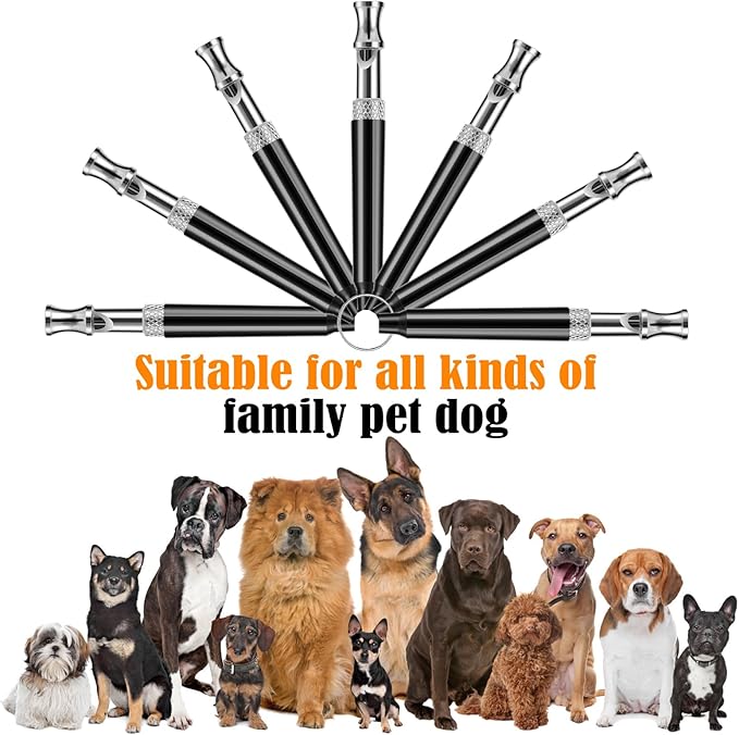 Dog Whistle, Dog Whistle to Stop Barking Neighbors Dog, Adjustable Ultrasonic Silent Training Device, Black