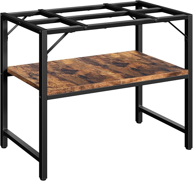 40-50 Gallon Fish Tank Stand, Aquarium Stand with 2-Tier Storage Shelves, Heavy Duty Breeder Turtle Terrarium Stand Rack for Home Office, 36.2" L x 18.9" W x 24.4" H, Rustic Brown FTHR4001