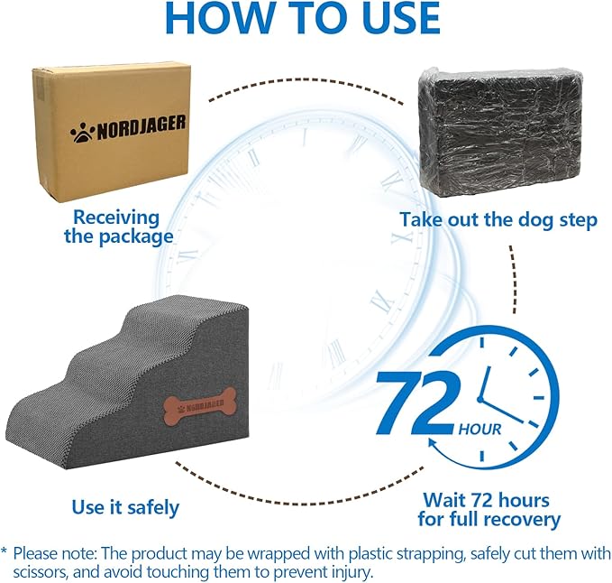 Dog Stairs 3-Step for Small Dogs and Cats to Get on Bed and Furniture/Windows, Pets Can Climb, Sit, or Perch to Look Out Windows, Extra Wide Dog Steps, Non-Slip Waterproof Fabric Cover, Grey(15.7" H)