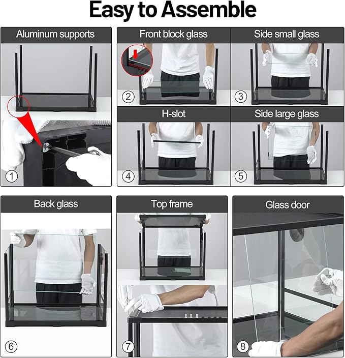 50 Gallon Reptile Tank, Glass Reptiles Terrarium 36" x 18" x 18", Sliding Door, Top Ventilation, Cable Pass, Humidify Hole, Glass Reptile Cage Habitat for Bearded Dragon, Lizard, Snake, Gecko