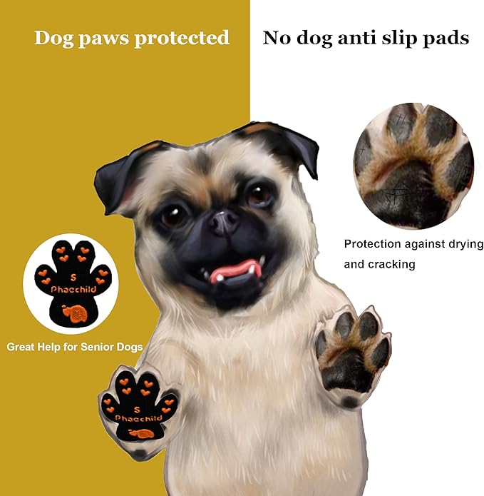 Dog Paw Pads Anti-Slip Grips,Dog Paw Protectors for Senior Dogs on Hot Pavement,Provides Traction to Keep Them from Slipping on Smooth Floors 20 sets-80 Pads Multicolor XXL