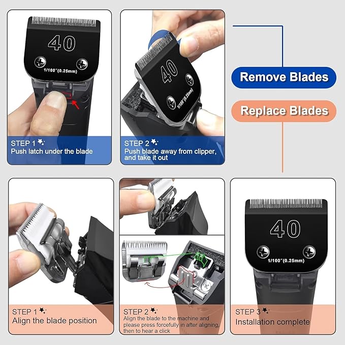 7F Blades Dog Grooming Blades Compatible with Andis/Oster A5/Wahl KM-10 Series Dog Clippers,Detachable Clipper Replacement Blade,Black (7FC/2PCS)