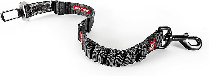 EzyDog Zero Shock Click - Shock Absorbing Dog Seat Belt Car Harness Attachment for Dogs - Adjustable Dog Restraints Seatbelts for Car Travel and Safety - (20in - 26in, Black)