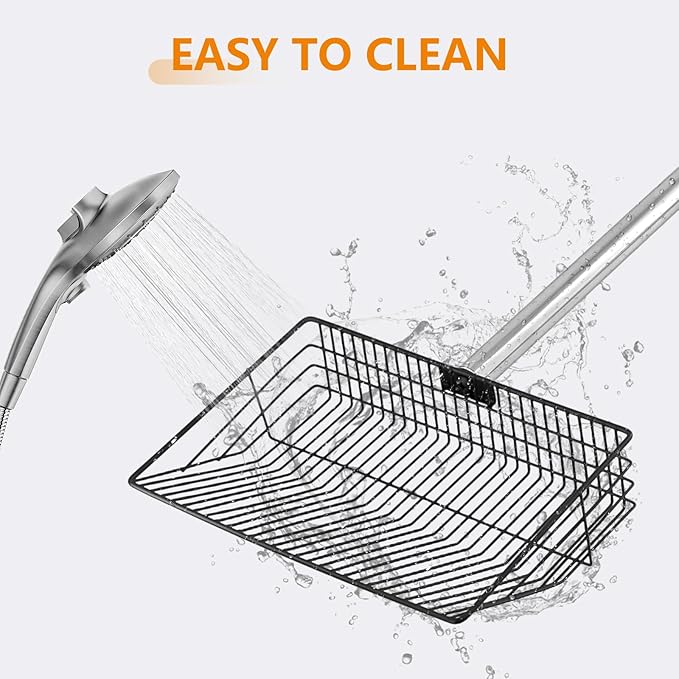 10inch Large Chicken Poop Scooper,36 to 67" Adjustable Long Chicken Coop Litter Metal Scoop with Stainless Steel Handle,5-in-1 Detachable Poop Shovel for Sand,Pet,Chicken,Cat Cleaning Tools.