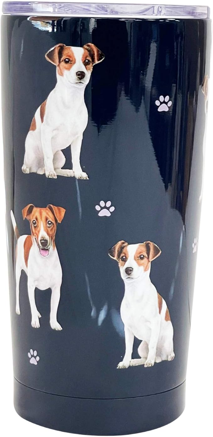 Jack Russell Terrier Tumbler SERENGETI 16 Oz. Stainless Steel, Vacuum Insulated Tumbler with Spill Proof Lid - 3D Print - Insulated Travel mug for Hot or Cold Drinks (Jack Russell Terrier Tumbler)