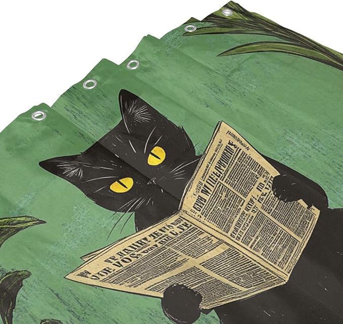 Jakayla Cat Shower Curtain Fabric Shower Curtains for Bathroom Modern Aesthetic Cloth Shower Curtain Set with Hooks 72x72 Inch (Cat on The Toilet)