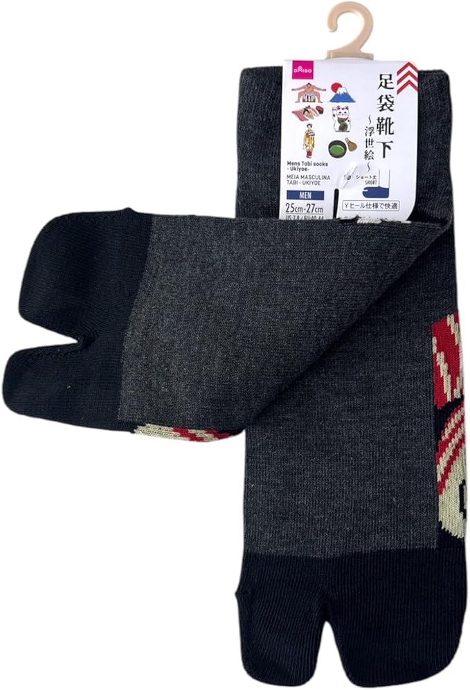 Japan Style Tabi Socks for Split Toe, Comfortable Tabi Toe Socks for Unisex Mt. Fuji, Lucky Cat, Sushi, Sumo, Ukiyoe, Hokusai