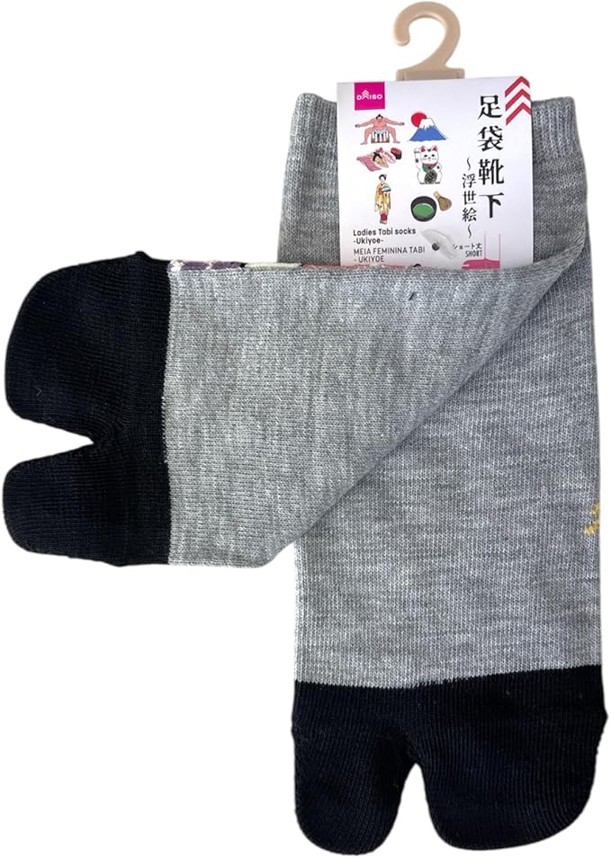 Japan Style Tabi Socks for Split Toe, Comfortable Tabi Toe Socks for Unisex Mt. Fuji, Lucky Cat, Sushi, Sumo, Ukiyoe, Hokusai