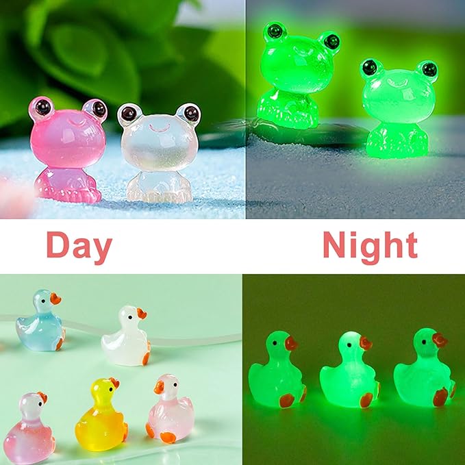 200 Pcs Mini Resin Animals Kit Accessories Variety Pack Glow Animal Figurines Resin Mini Ducks Figurines Accessories for Variety Pack for Garden Micro Landscape Aquarium Potted Dollhouse Decor