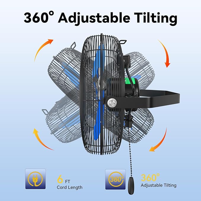 12 Inch Wall Fan Pro Series - Indoor High Velocity Wall Mount Fan for Commercial, Residential, Warehouse, Covered Patio, Shop, Garage, Barn, Gazebo 3 Speed 2800 CFM UL Safety Listed