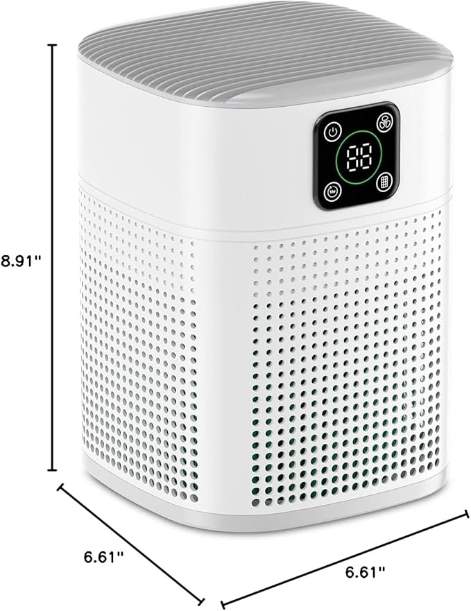 Air Purifiers for Bedroom, Honeyuan H13 HEPA Air Purifier for Home Large Room 600 sqft, Air purifiers with 360°Air Intake, 3 Fan Speeds, 3-Stage Filtration, White