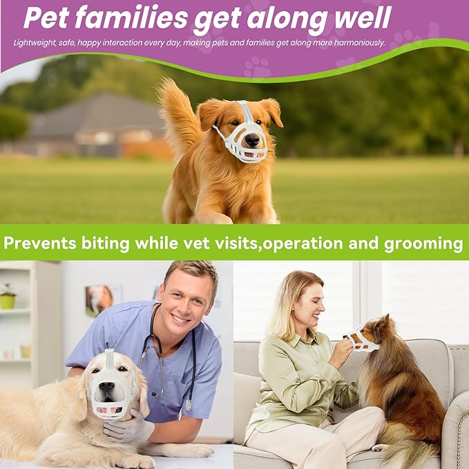 Glow-in-The-Dark Dog Muzzle, Basket Muzzle for Small Medium Large Dogs,Anti-Biting Chewing, Lightweight Cage Design,Allows Drinking & Panting,for Grooming & Training(Transparent Size XL)