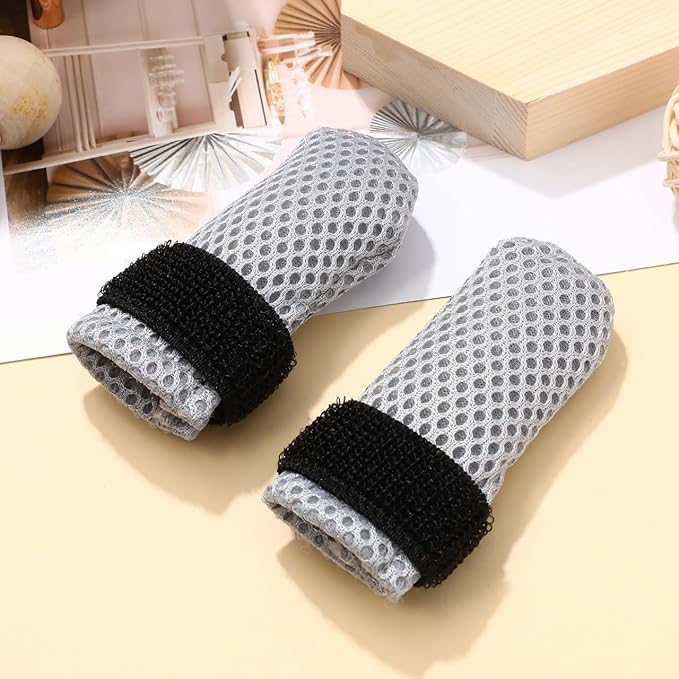 4Pcs Cat Nail Caps, Cats Booties Mittens Paw Covers Caps Shoes for Bathing Shaving Checking Nail Cutting, Pet Grooming Socks AntiScratch Adjustable Pet Claw Protector Foot Sleeves, Grey M