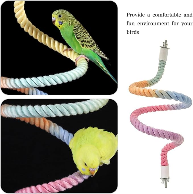1pcs Gradient Colorful Bird Rope Perch Stand,Bird Cage Climbing Rope Toys Accessories,Bendable Climbing,Parakeet Lovebirds Cockatiels Budgies Play (31.4'')