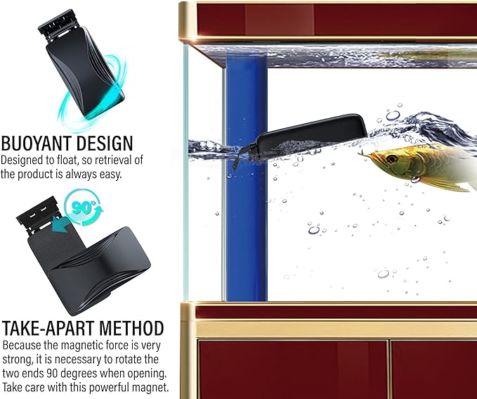 Aquarium Super Strong Magnetic Cleaner Glass Fish Tank Megnet Brush Algae with Scraper Floating Brush Small