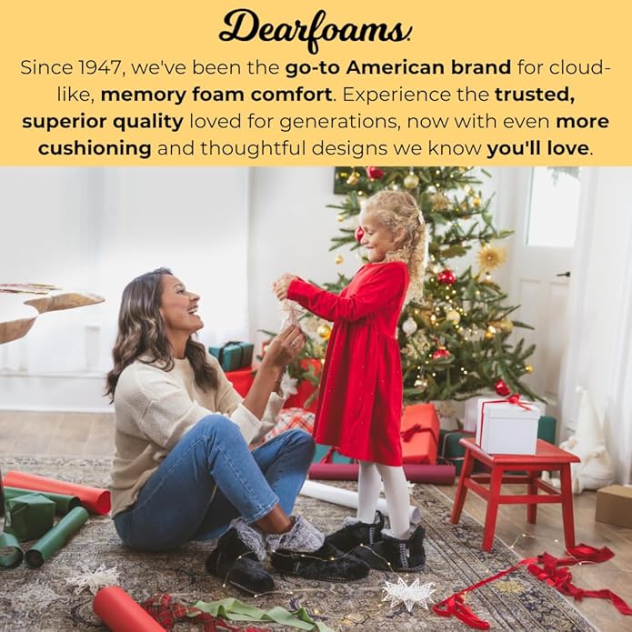 Dearfoams Women's Fuzzy Memory Foam Beth Bedroom Bootie Slipper Sock with Grippers