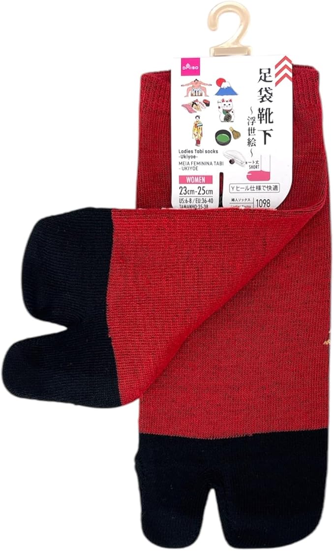 Japan Style Tabi Socks for Split Toe, Comfortable Tabi Toe Socks for Unisex Mt. Fuji, Lucky Cat, Sushi, Sumo, Ukiyoe, Hokusai