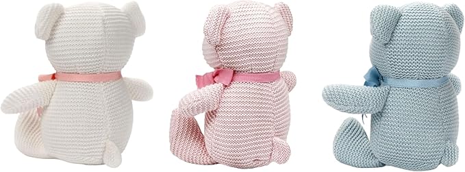 100% Organic Cotton Baby Teddy Bears Bulk for Baby Shower 6.5" (3pcs/Set)